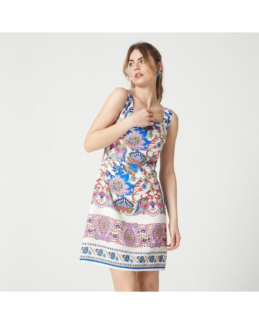 Lalipop Design Blue A-Line Paisley-Print Mini Dress