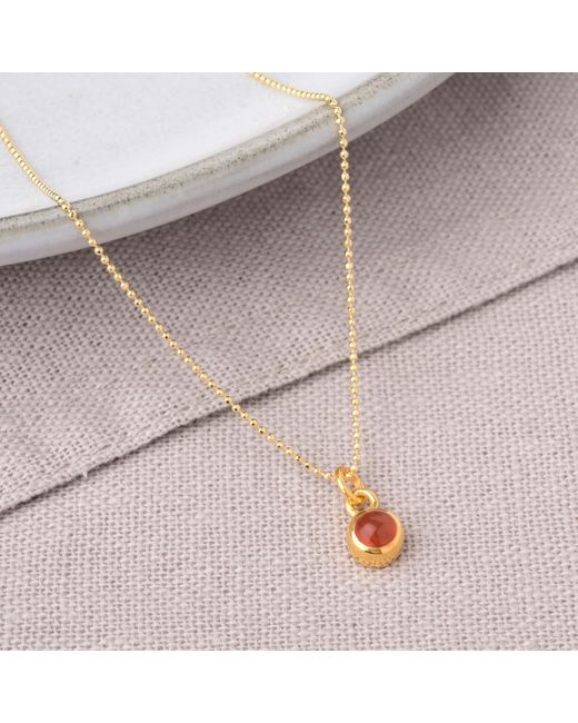 Nellou Jewellery Metallic Carnelian Birthstone Necklace – July Gem Dot