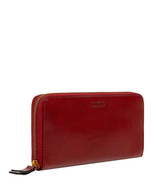 Time Resistance Red Leather Continental Wallet
