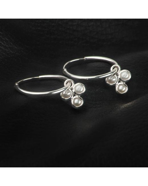 The Jewellery Store London Metallic Hoop Earrings With Pearls Trilogy Charms