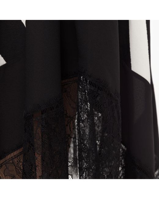 Nissa Black Lace-Trimmed Midi Dress