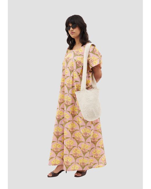 Manuela Cabrales Metallic Trianae Block Print Kaftan