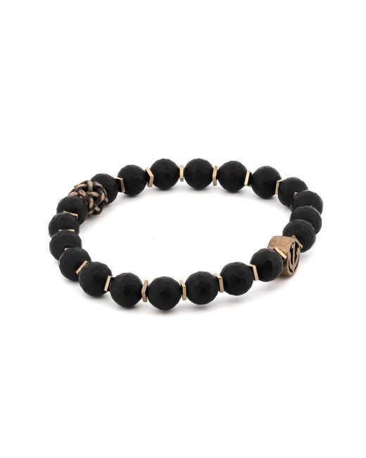 Ebru Jewelry Black Onyx Stone Holy Spirit Anchor Bracelet for men