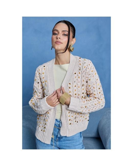 Saachi Natural Deco Cable Knit Cream Cardigan