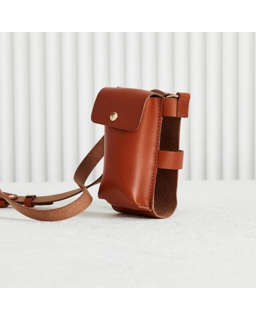 VIDA VIDA Brown Leather Water Bottle And Phone Holder Tan
