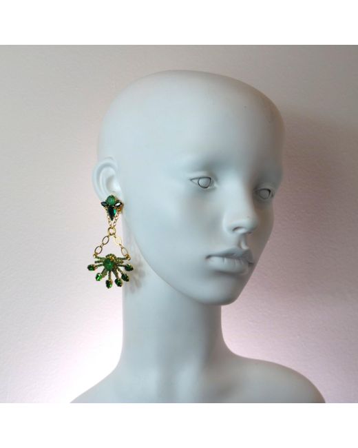 Vicki Sarge Green Yuletide Burst Chandelier Earrings
