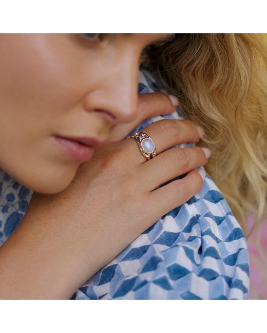 Isla Silver Blue Neutrals Moonstone Ring