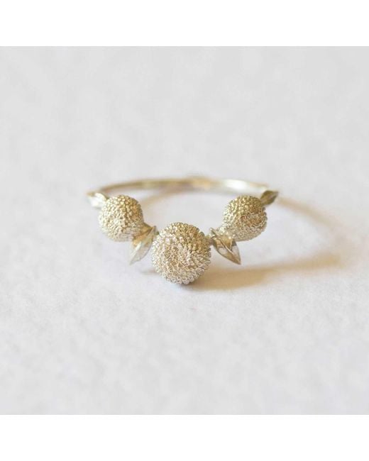 Lee Renee White Dahlia Ring – Silver