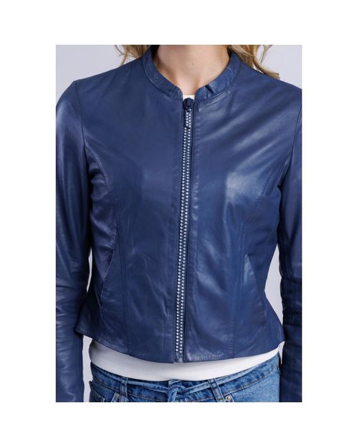 Freaky Nation Blue Leather Jacket Sparkling Whale