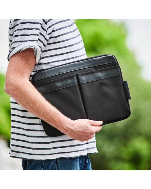 VIDA VIDA Black Leather Trim Laptop Travel Pouch