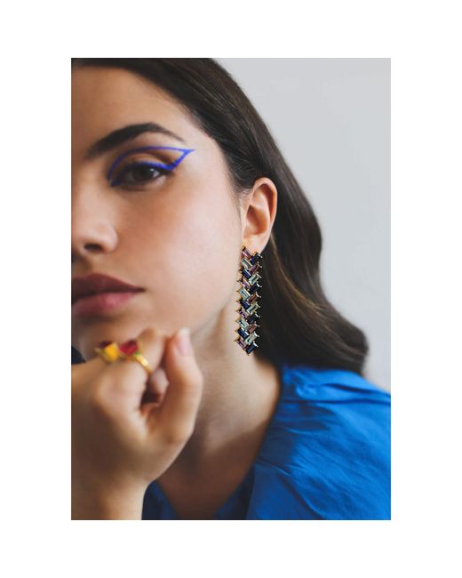 Lavani Jewels Blue Aquamarine & Metropolis Pendant Earrings