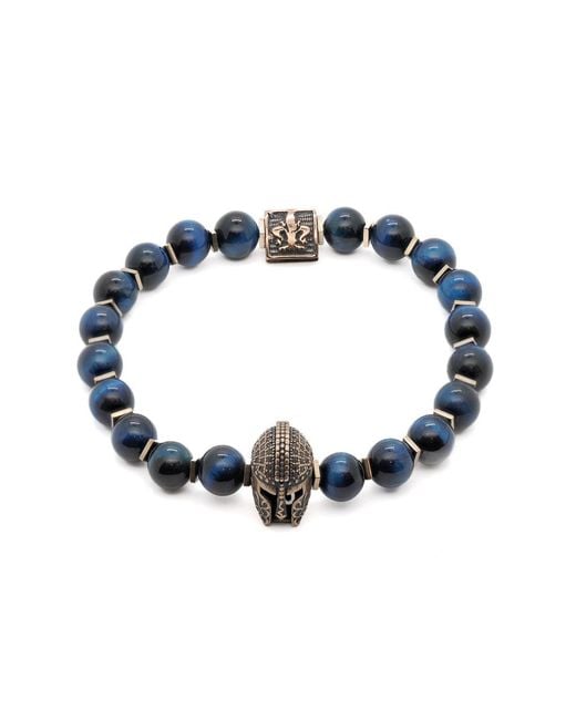 Ebru Jewelry Blue Tiger's Eye Gladiator Beaded Bracelet for men