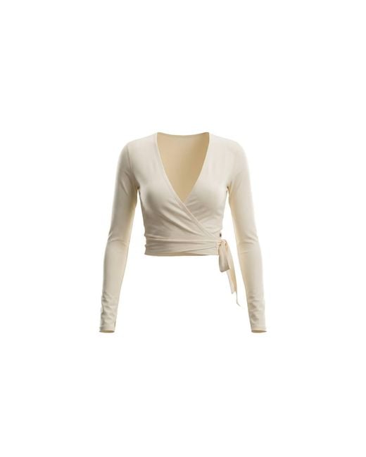 Be Athletica White The Ultimate Ballet Wrap-Top