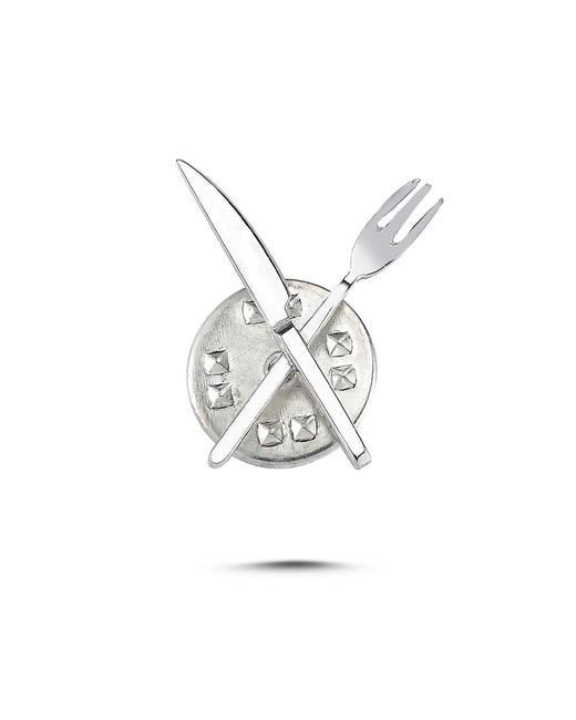 Ecce | Artisan Diamonds White 925K Sterling Cutlery Mini Pin