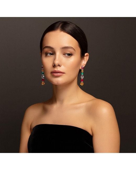 Michael Nash Jewelry Multicolor Rosa Multi Color Cubic Zirconium Pierced Drop Earrings