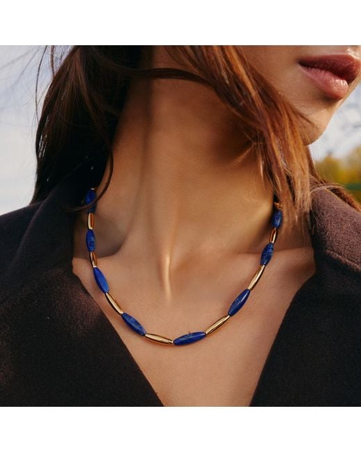 Retro Chic Blue Ishtar Goddess Necklace