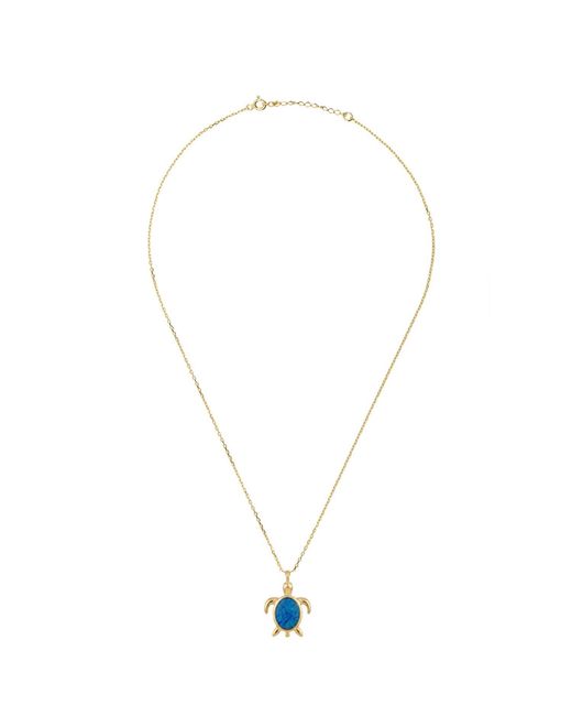 Latelita London Blue Sea Turtle Opal Pendant Necklace