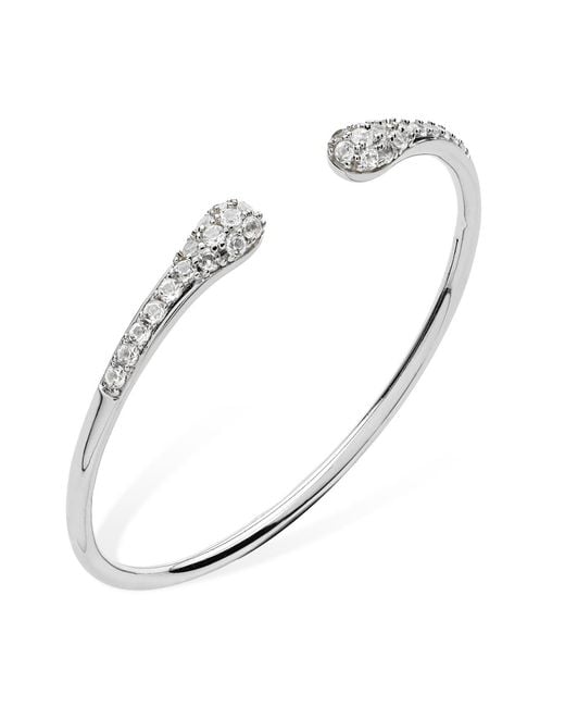 Lucy Quartermaine Metallic Solid Sterling Skinny Drip Twist Bangle With Topaz