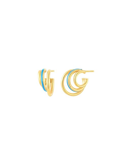 Gold & Honey Metallic Triple Hoop Earrings With Enamel