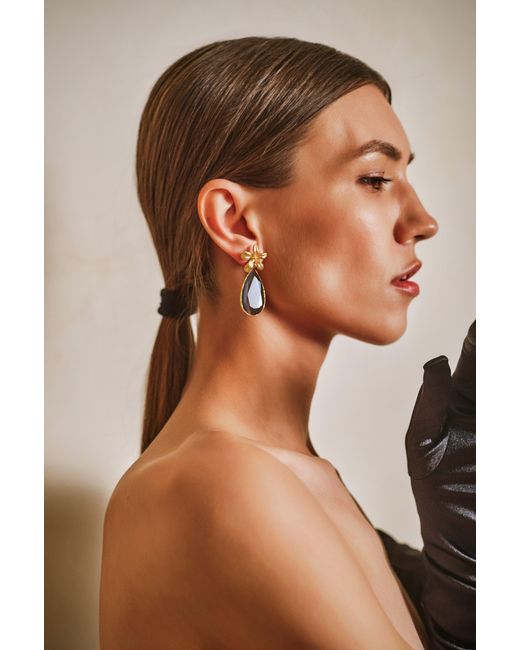 Decolet the label Multicolor Amara Earrings With Smokey Topaz