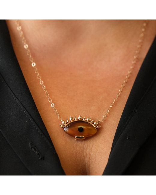 Ecce | Artisan Diamonds Metallic 14K Solid Eye See You With Ball Eyelash Necklace