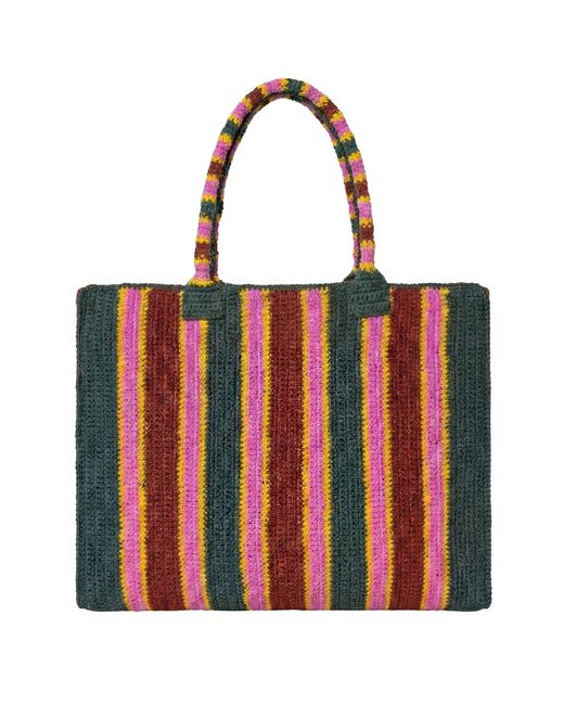 Jurgi Brand Red Riviera Raffia Beach Bag – Multi Stripe