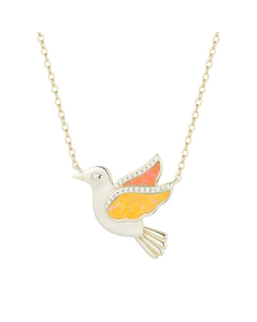 KAMARIA Blue Opal Dove Bird Necklace With Crystals
