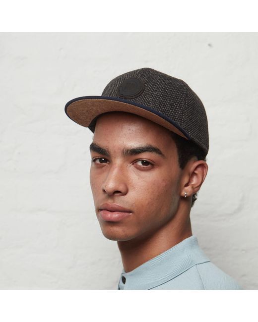 Dasmarca Hats Blue Johnny Nailhead Tweed Wool Baseball Cap for men