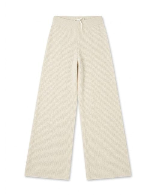 Maison Lointaine White Neutrals Signature Pants Ribbed Rice Apricot