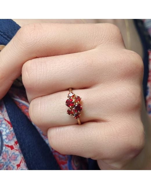 Lee Renee Red Garnet Cluster Ring