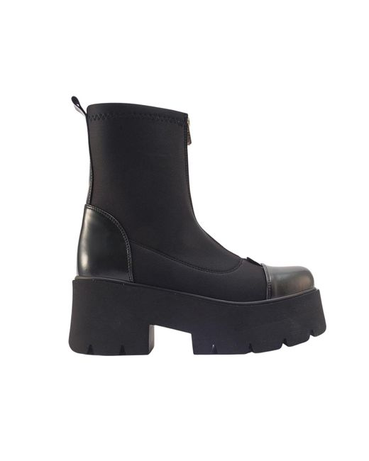 Prologue Shoes Black Bray Patent Chunky Boot