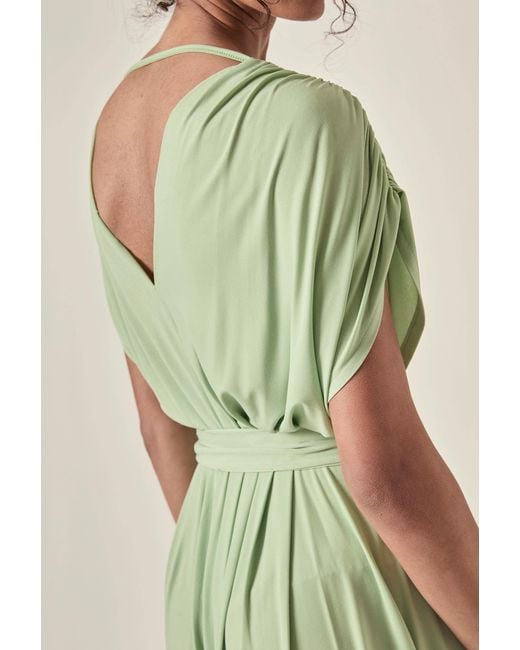 James Lakeland Green Draped Open-Back Midi Dress – Sage