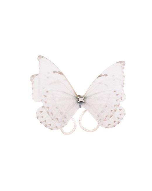 Oana Savu White Butterfly Silk Ring Sterling Adjustable Base Bridal Jewelry