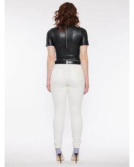 Circular Path White Button Fly Skinny Jean