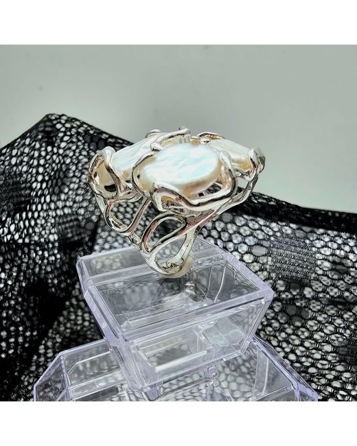 Farra White Baroque Pearls Statement Ring