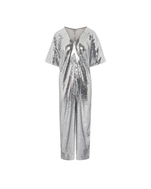 NALÈ Gray Sequin Palazzo Jumpsuit With Satin Lining & Detachable Belt