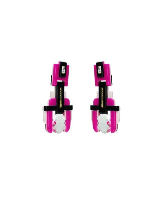 Gissa Bicalho Pink Handmade Acrylic Earring Deco Round Stone