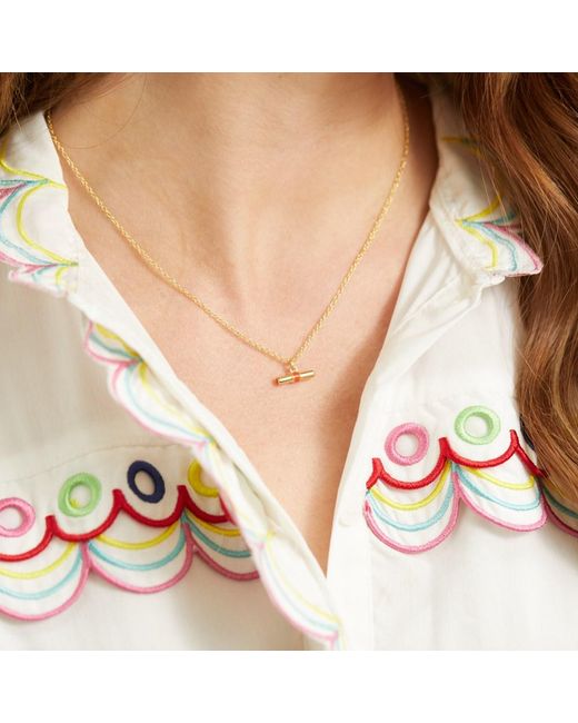 Auree Jewellery Metallic Havana & Tomato Enamel T-Bar Necklace