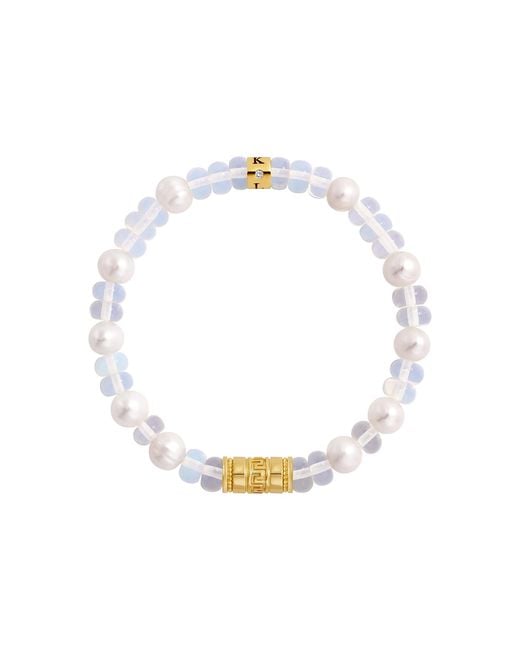 Karma and Luck Metallic Endless Harmony Pearl Opal Greek Key Bracelet