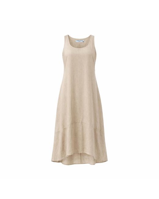 Haris Cotton Natural Neutrals Tank Curve Linen Dress With Asymmetrical Hem And Side Pockets Beach Sand