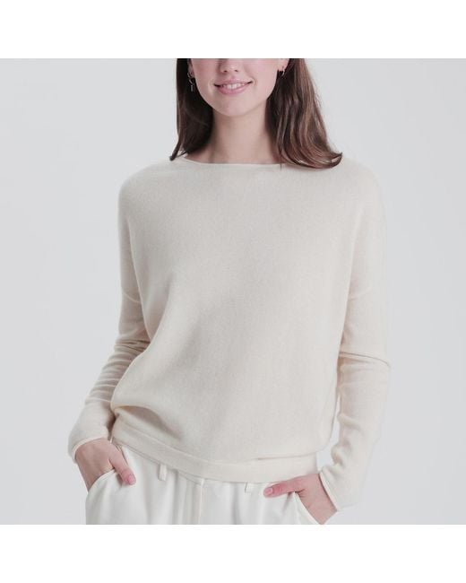 tirillm White Ally Cashmere Boatneck Pullover