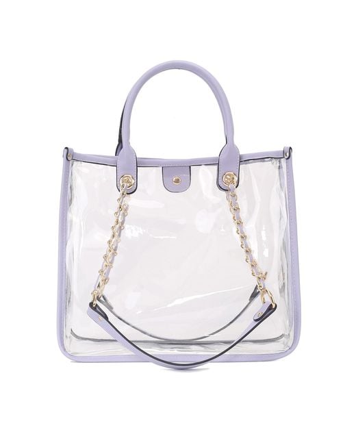Mkf Collection - J'omor White Diva Pvc Tote Bag With Tweed Bucket Bag