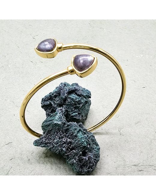 Farra Metallic Obsidian Stone Minimalist Bangle