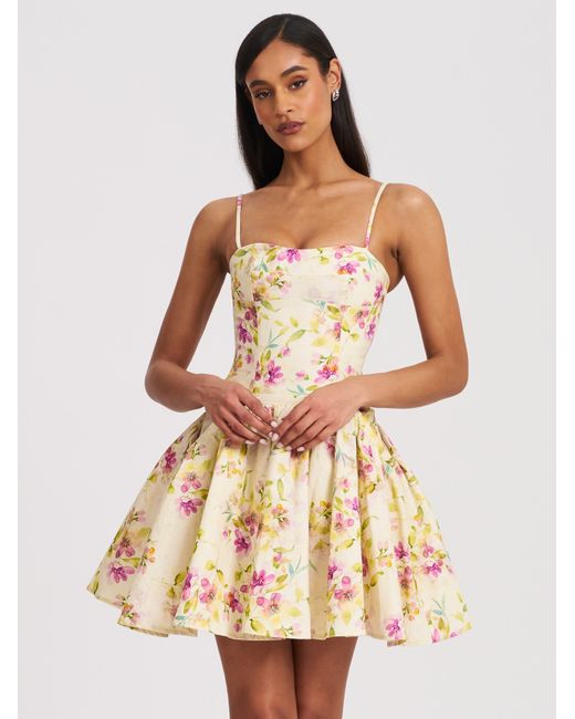 Miss Circle New York Multicolor Valda & Print Linen Mini Dress With Pockets