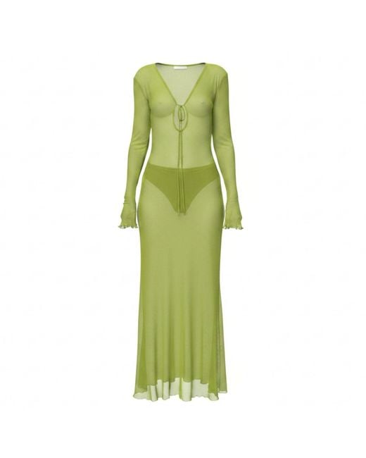 Alia Studio Green Améthyste Maxi Mesh Dress
