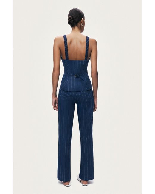 Nocturne Blue Pinstripe Wide Leg Trousers