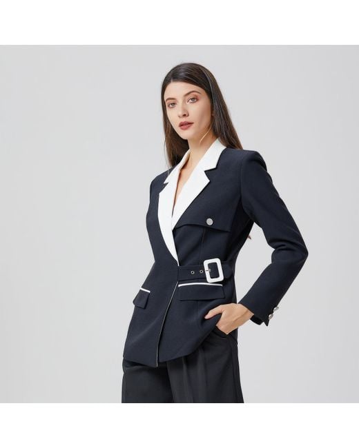 Smart and Joy Black Bi-Color Tailor Jacket