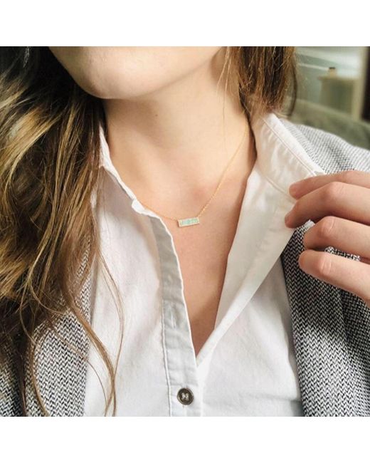 KAMARIA Blue Reflection Opal Bar Necklace