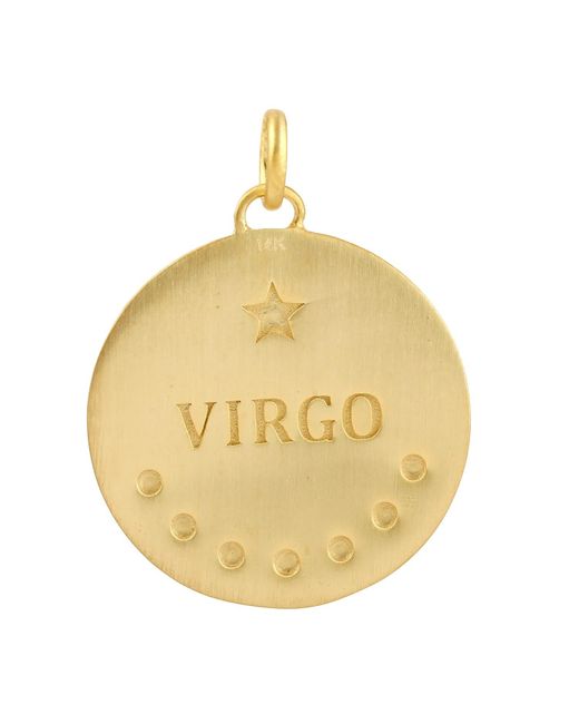 Artisan Metallic Yellow Gold Virgo Sing Zodiac Pendant Diamond
