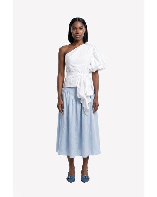 GUILLAUME ALEXANDRE Blue Adjustable Length Linen Midi Skirt